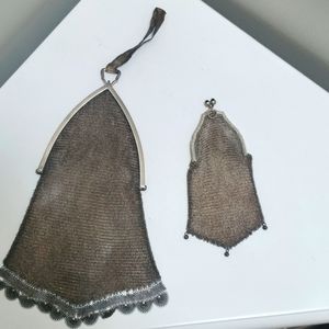 Antique chainmail mesh purse set lot